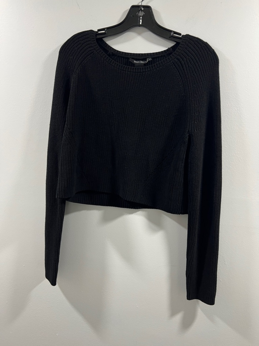 White House Black Market Black Ribbed Cropped Sweater
